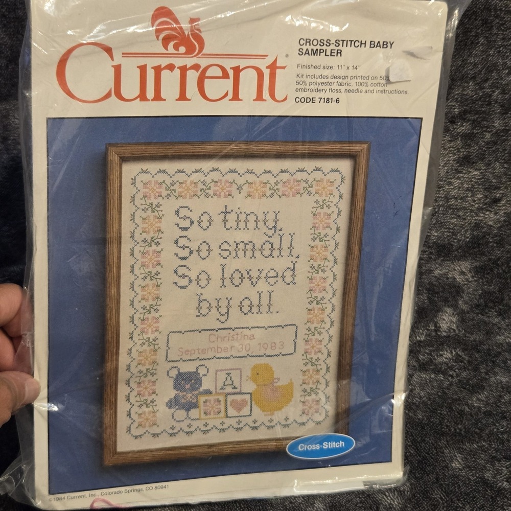 CURRENT Cross Stitch 7181-6 BABY SAMPLER Needlepoint Kit NEW 11"x14" Vintage NEW
